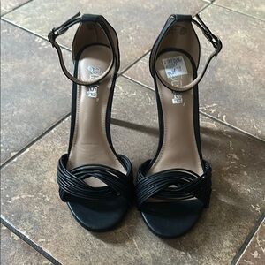 Black Heels with Ankle Strap and Open Toe